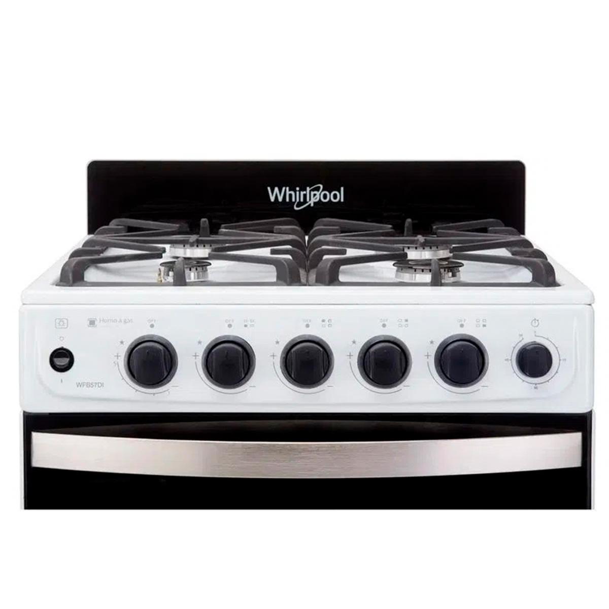 Cocina Whirlpool 55cm Blanca Rejillas de Hierro Fundido WFB57DIDNA